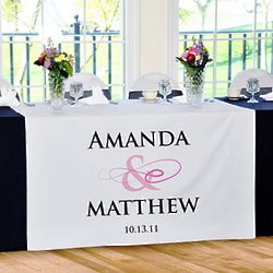 Personalized Flourish Wedding Reception Table Runner