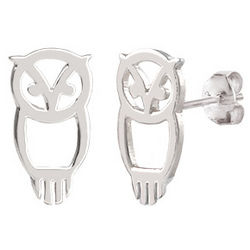 Chi Omega Sterling Silver Owl Stud Earrings