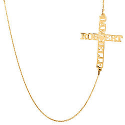 Personalized Couple's Name Gold Vermeil Sideways Cross Necklace