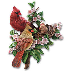 Cozy Cardinals Springtime Wall Decor Sculpture