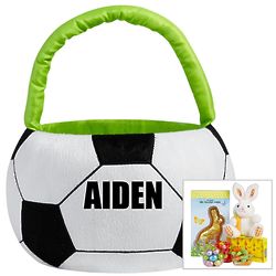 Personalized Soccer Star Basket with Candy and Plush Bunny