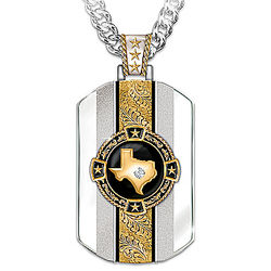 Texas Pride Pendant Necklace with Onyx and a White Sapphire
