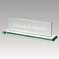 Personalized Etched Name Jade Glass Desk Nameplate