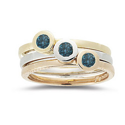 Blue Diamond Stack Band in 14K Gold