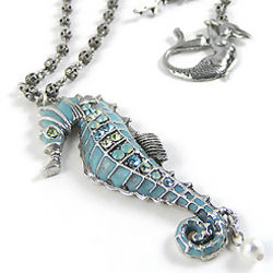 Seahorse Necklace with Mermaid Clasp