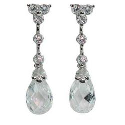 Halle Berry Style Sterling Silver Earrings in Crystals and CZ