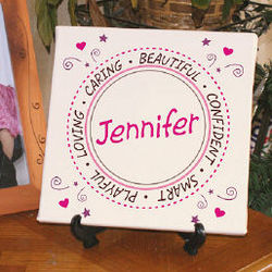 Personalized Little Girl Canvas Wall Art