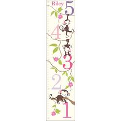 Personalized Girl's Monkeying Around Canvas Growth Chart