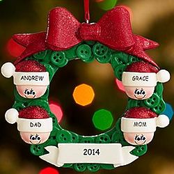Personalized Holiday Wreath Family Ornament