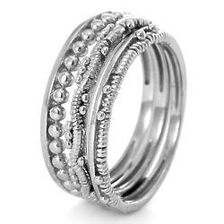 Detailed Silver Stackable Ring Set