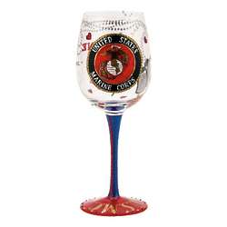 Handpainted Marine Wife Wine Glass