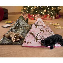 Personalized Realtree Sleeping Bag with Animal Pillow
