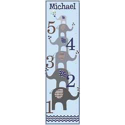 Personalized Boy's Elephant Love Canvas Growth Chart