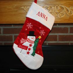 Snowman with Snow Sign Personalized Christmas Stocking