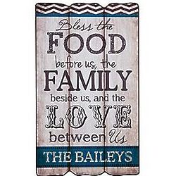 Personalized Bless the Food and Family Plaque