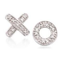 14K White Gold Diamond XO Stud Earrings