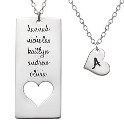Personalized Sterling Silver Heart Cutout Necklaces