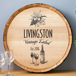 Personalized Vintage Label Wine Barrel Sign
