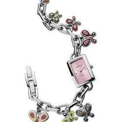 Fossil Pink Dial Butterfly Charm Watch Findgift Com