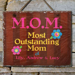 Personalized Outstanding Mom Slate Plaque