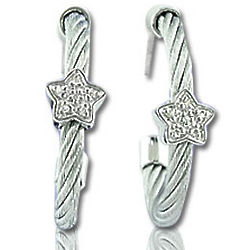 Stainless Steel Diamond Star Earrings