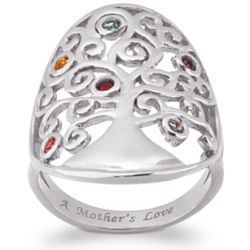 Sterling Silver Family Birthstone Tree Ring