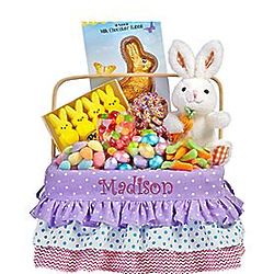 Personalized Frilly Liner Easter Basket with Treats