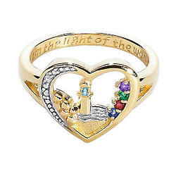 Mother's Lighthouse Gold Over Sterling Silver Birthstone Ring
