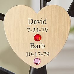 Couple's Personalized Gold Heart Charm for Family Tree Decoration
