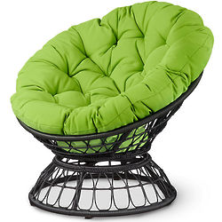 Papasan Swivel Patio Chair with Light Green Cushion Set