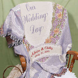 Embroidered Wedding Throw Blanket