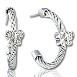 Stainless Steel Diamond Butterfly Earrings