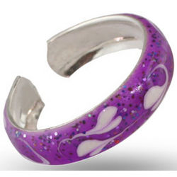 Sparkling Purple Enamel Flower Sterling Silver Toe Ring