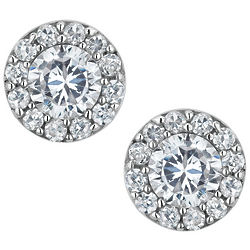Brilliant Cut Crystal Stud Earrings in Sterling Silver