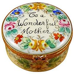 'To A Wonderful Mother' Round Limoges Box