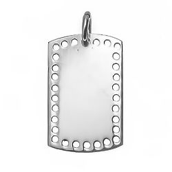 Petite Perforated Silver Charm Dog Tag