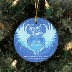 Personalized Ceramic Forever In Our Hearts Memorial Ornament