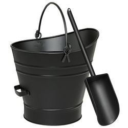 Iron Coal Hod with Scoop in Black Finish
