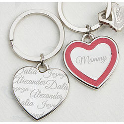 Loved By Mom Personalized Heart Key Ring