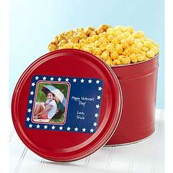 Personalized Red Popcorn Gift Tin 2 Gallon 3-Flavor