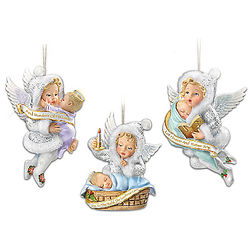 Snow Wonder Angel with Baby Jesus Christmas Ornaments