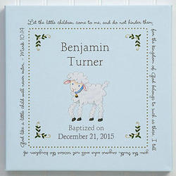 Christian Lamb Personalized Baptism Blessings 16x16 Canvas Print