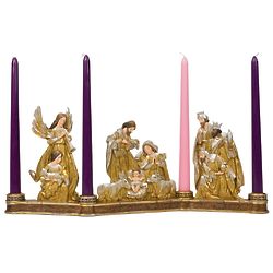 Metallic Nativity Advent Candleholder with Candles