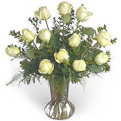 White Rose Sympathy Bouquet with Vase
