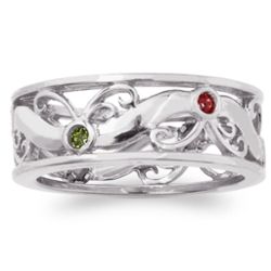 Sterling Silver Intertwining Vines Family Birthstone Ring