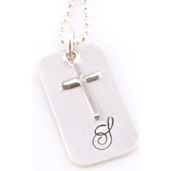 Personalized Girls Cross Dog Tag Necklace