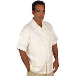 Mens Embroidered White Cuban Shirt