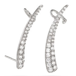 Pave CZ Pyramid Sterling Silver Ear Crawlers