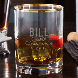 Groomsman's Personalized Classic Gold-Rim Whiskey Glass
