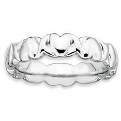 Sterling Silver Hammered Hearts Stackable Ring